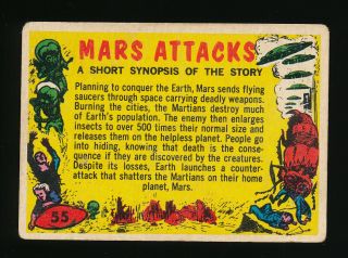 Pencil Marked Checklist 1962 Topps Mars Attacks 55 Decent Set Filler Fr - Gd Mk
