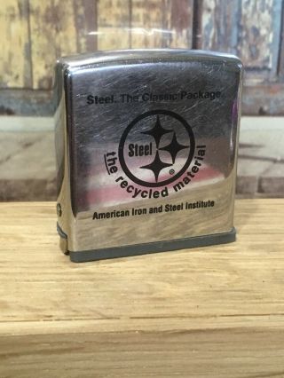 Vintage Zippo Us Steel Tape Measure American Iron & Steel Institute
