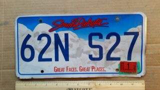 License Plate,  South Dakota,  Great Faces,  Great Places,  Graphics,  62 N S 27 6227