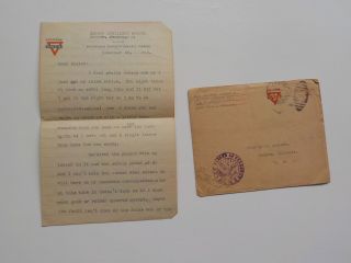 Wwi Letter 1918 France 4 Boxing Bouts 120th Field Artillery Hebron Illinois Ww1