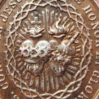 Perfect Sacred Heart Of Jesus & Mary Medal Vintage Holy Grail Religious Charm