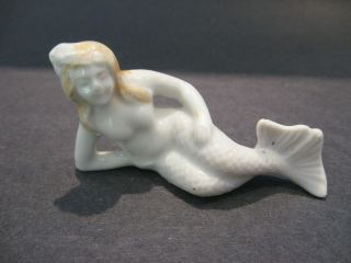 Vintage Ceramic Blond Mermaid Figurine Made In Japan Aquarium Fish Bowl Figure