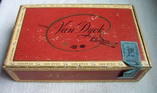 Vintage Van Dyck Mild - Claro Pressboard Cigar Box General Cigar Co.  Revenue Stamp