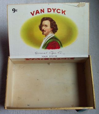 Vintage VAN DYCK Mild - Claro Pressboard Cigar Box General Cigar Co.  Revenue Stamp 2