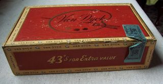 Vintage VAN DYCK Mild - Claro Pressboard Cigar Box General Cigar Co.  Revenue Stamp 3