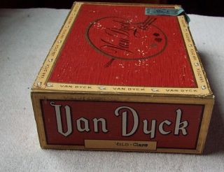 Vintage VAN DYCK Mild - Claro Pressboard Cigar Box General Cigar Co.  Revenue Stamp 4