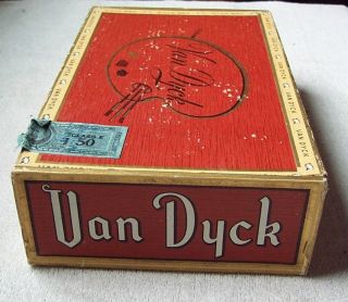 Vintage VAN DYCK Mild - Claro Pressboard Cigar Box General Cigar Co.  Revenue Stamp 5