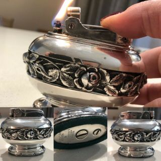 Vintage Ronson Melrose Silver Plated Table Lighter