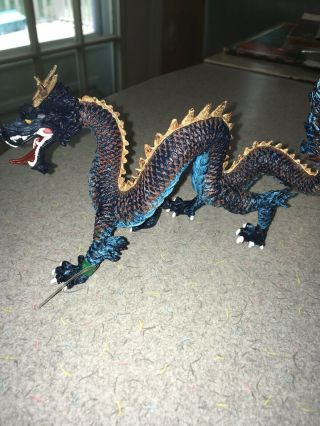 Blue Translucent Horned Chinese Dragon Fantasy Figure Safari Ltd Toy 2009 Tags