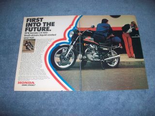 1978 Honda Cx - 500 Vintage 2pg Motorcycle Ad " First Into The Future "