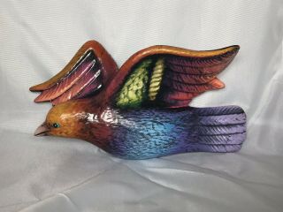 3 - D Mexican Pottery Colorful Bird In Flight