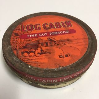 Vintage Collectable Log Cabin Fine Cut Tobacco Tin Mancave 4