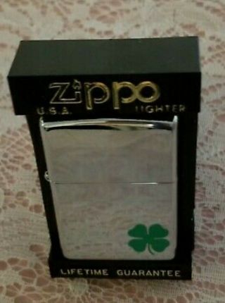 A Bit O Luck Zippo Lighter Shamrock Polished Chrome 2007 2