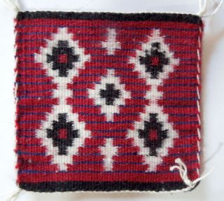 Elouise Bia Navajo Miniature Phase 3 Chiefs Rug Weaving 4.  25x4.  25