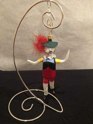 De Carlini Italy Hand Blown Glass Ornament Pinnochio Disney Boy Character