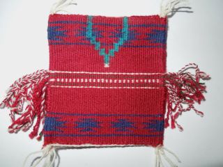 Elouise Bia Miniature Navajo Dress Weaving Biil Double Panel Red 4.  1 X 3.  7 In