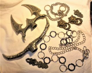 Ancient Medieval Gothic Metal Dragon Weapon Chains Halloween Home Decor Figurine