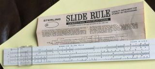 Vintage 11 " Sterling Student Slide Rule With Operating Instructions