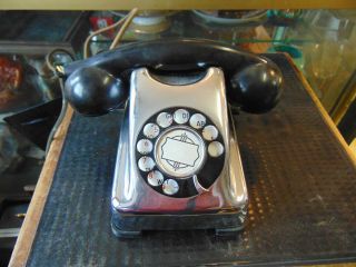 Vintage Kellogg 1000 Series Red Bar Bakelite Phone Chrome Rotary Dial