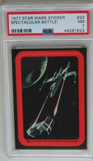 1977 Topps Star Wars Sticker Spectacular Battle 22 Psa 7