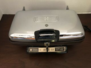 Vintage General Electric Ge A7g44 Automatic Grill Waffle Maker Chrome Baker Usa