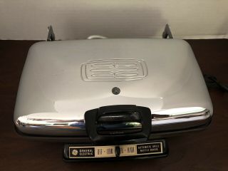 Vintage General Electric GE A7G44 Automatic Grill Waffle Maker Chrome Baker USA 2