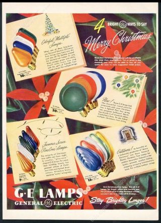 1947 General Electric Christmas Lights Light Bulb Set C6 C9.  5 C7.  5 G14 Print Ad