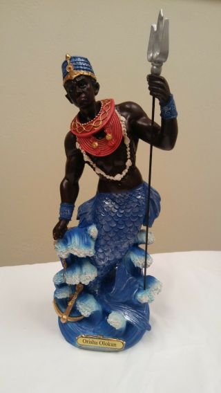 Orisha Olokun Statue African Deity Santeria Yoruba Saint Approx 11in Tall