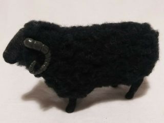 Black Wooly Sheep Ram Vintage Christmas Nativity Or Farm Animal Black Bighorn