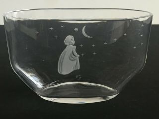 Vintage Etched Orrefors Art Glass Wish To The Moon And Stars Vase Edvin Ohrstrom