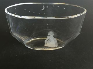 Vintage Etched Orrefors Art Glass WISH TO THE MOON AND STARS Vase EDVIN OHRSTROM 4