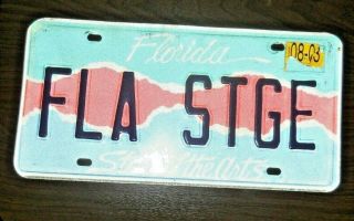 Florida Stage License Plate - State Of The Arts - Fla Stge Theater Vanity Fl Tag