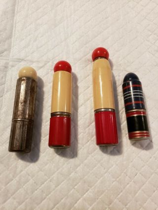 Vintage Lipstick Lighters 3 Weston Ball - O - Flint & 1 Strikalite
