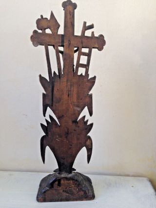 1700 ' S ALTAR CROSS BLACK FOREST CARVED WOOD INSTRUMENT CRUCIFIXION CATTAIL 4