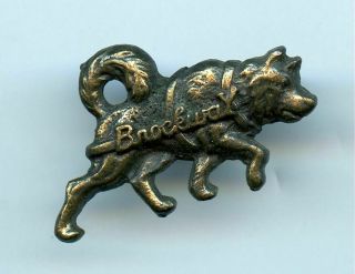 Brockway Motor Company Husky Dog Brass Metal Insignia Emblem Pin Mack Trucks
