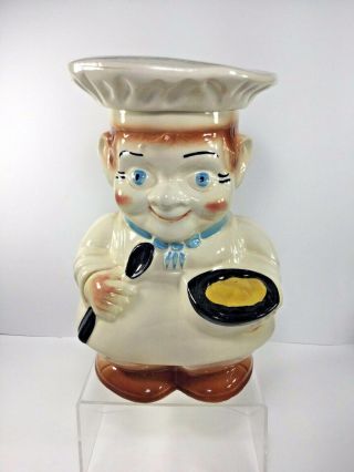 Vintage R.  R.  P,  Robinson Ransbottom Pottery Cookie Jar Chef No.  411 Roseville Ohio