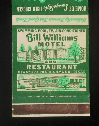 1950s Bill Williams Motel Restaurant Savage Chicken House Houston Richmond Tx Mb