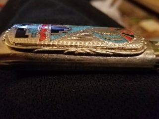 Vtg turquoise silver Coral South Western Case Bic Cover cigarette Lighter Holder 6