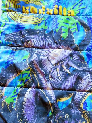 Vintage 1998 Godzilla Sleeping Bag Bedding Sheets Horror Rare Craft Fabric