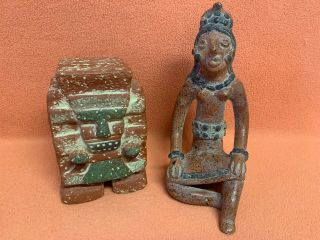 Mayan Aztec Ceramic Pottery Mexico Terracotta Clay Statue Figures Terra Cotta