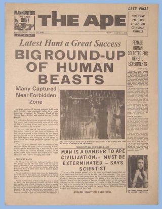 Vintage - Planet Of The Apes - 1968 - Movie Promotional Newspaper - " The Ape "