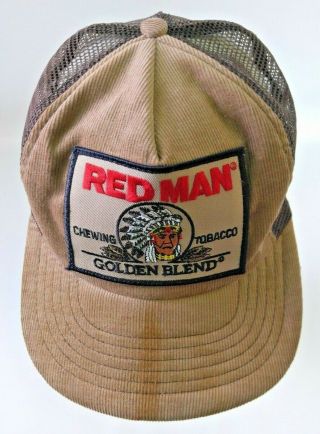 Vintage Red Man Golden Blend Chewing Tobacco - Corduroy Snap Back Hat