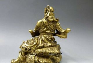5 Chinese Pure Brass Copper Dragon Guan Gong Guan Yu warrior figurine statue 3