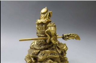 5 Chinese Pure Brass Copper Dragon Guan Gong Guan Yu warrior figurine statue 4