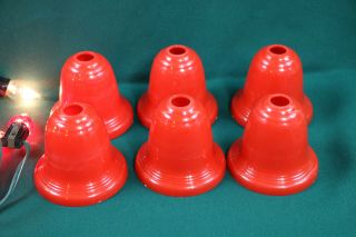 6 Mid Century Plastic Red Bell C7 Christmas Light Covers & String Lights 3