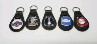 Vintage Car Emblem Leather Keyring Key Fob Keychains