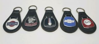 Vintage Car Emblem Leather Keyring Key Fob Keychains 2
