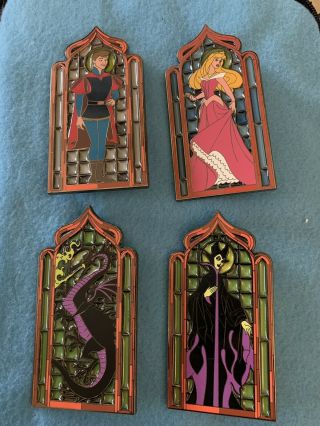 Sleeping Beauty Stained Glass Fantasy Disney Pin Set