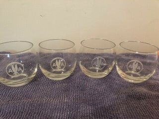 Vintage Set Of 4 American Airlines Roly Poly Rock Glasses