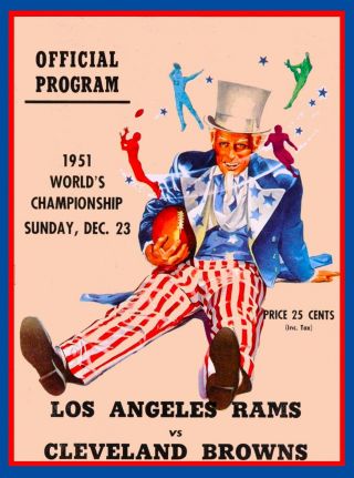 1951 Los Angeles Rams Vs Cleveland Browns Football Travel Advertisement Poster